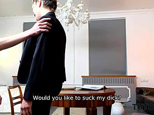 A professor, played by a perfect Russian actress gets to do some rough sex with a teenage girl in a porn movie