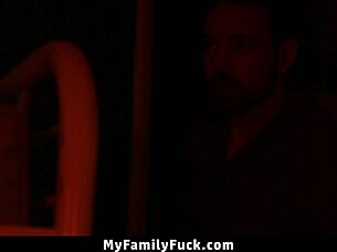 Stepfather punishes his stepdaughter and her friend for being too much of a handful.