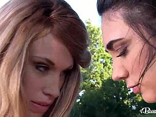 busty lesbians lily madison and luna amor titty sucking in skimpy bikinis