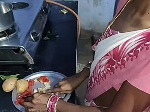 Homemade kitchen porn with an Indian couple in hot doggy style action