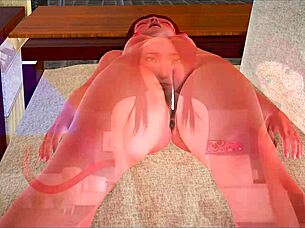 Redhead teen gets her small tits fucked by stepfather and his friend