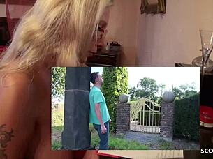 Stepson gets punished by the mother in law in a German porn movie.