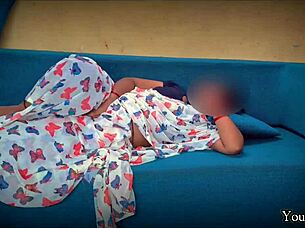Stepmother has an affair with daddy while on the phone with him.