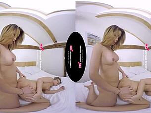 Beautiful shemale Tsvirtuallovers in hot VR experience with teen girl