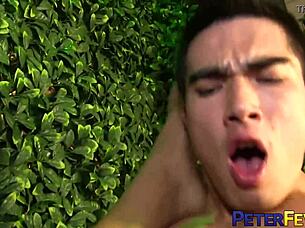 Asian hunk Peterfever and friends in a four man sex scene.