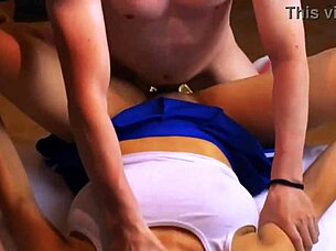 Sexy stepmother surprises stepson lingerie