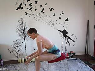 A hairless MILF teaches yoga in a femdom manner