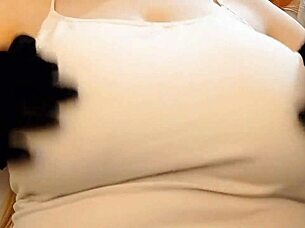 Big-chested teen's solo session ends with a big squirt