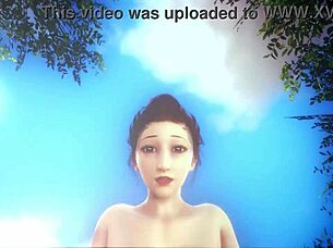 3D animated video of pregnant woman with large breasts