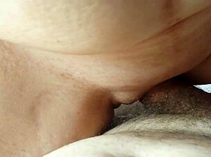 My wife’s smooth and hairless pussy sucking my cock and getting it cum inside her