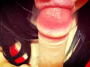 Beautiful housewife gives a blindfolded blowjob and more