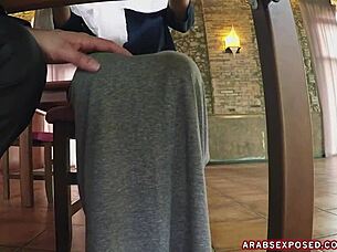 Young Arab woman enjoys a hot meal and sex