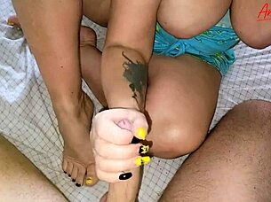 Stepmother with big natural tits helps me to climax