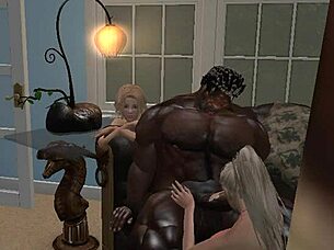 Muscular old negro bull gets white girls on facetime