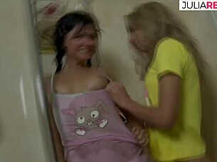 Young blondes explore lesbian love with anal toys and more