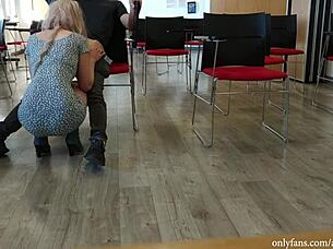 Pretty teacher helps student masturbate in classroom