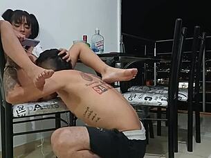 Skinny teen gets nailed by her step-sis and mom