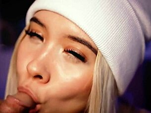 Chubby Latina girl sucks and licks big cock