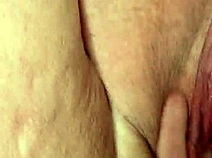 Outdoor solo pleasure of a mature, hairless MILF
