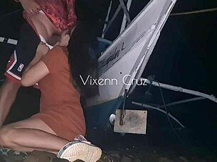 Public beach sex with an Asian college girl's surprise stud