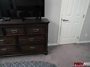 Stepson gets assistance from his stepmother with his erection in the bedroom