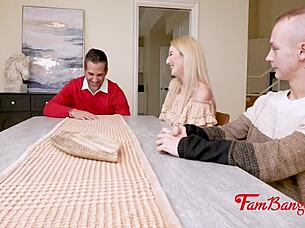Horny girlfriend gets through the family test