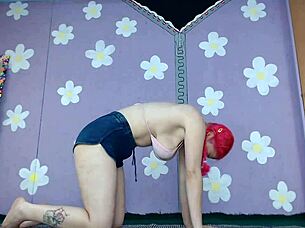Cute MILF in bikini gets down and dirty in yoga workout