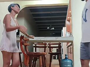 Spanish housewife's taboo fantasies with her stepson's big cock