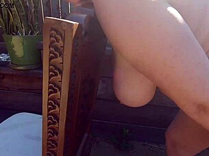 Stepmother Monte has a hairless pussy and she is fucking outdoors in this video