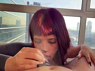Petite teen's sloppy blowjob in milk is pure ecstasy