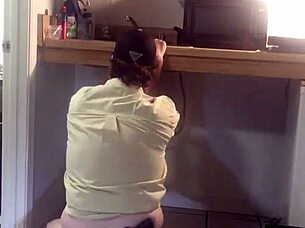 Solo big dick amateur masturbation scene with a hairy twist