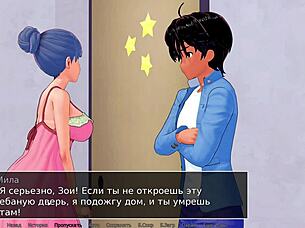 The final scene of the HS tutor in the porn cartoon with big tits and big cock