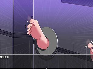 A flying glass in an anime-style porn game