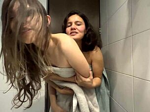 Blonde Colombian sister helps with shower and anal sex