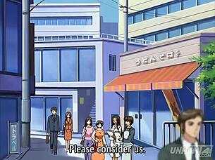 MILF saleswoman satisfies young man in public hentai film