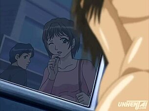 MILF saleswoman satisfies young man in public hentai film