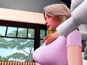 Futanari student seduces and fucks classmate in classroom - Sims 4 anime hentai