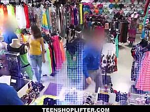 A blonde shoplifting incident turns into a hot scene with a police officer and a perfect body