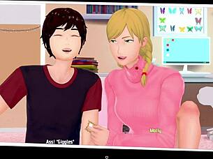 Masturbating with my stepmother's big ass in a game