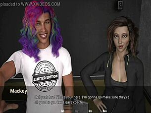 3D anime meets hot brunette coach in a steamy scene