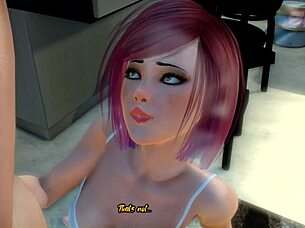 3D animation of a dickgirl fucking a shy guy's ass