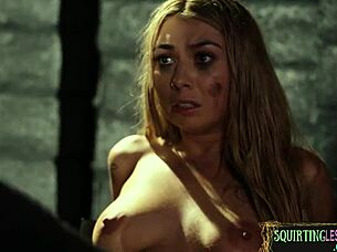 Hot milf military officer enjoys lesbian sex with a prisoner