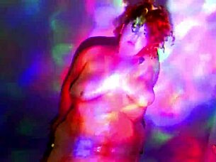 A plump redhead worship dance with oil and cloth stripping