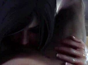 3D animated porn: Horny woman goes crazy with desire for sex