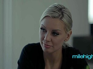 Beautiful blonde stepmother helps with masturbation