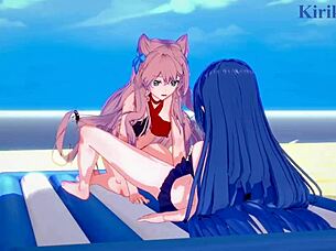 tsubasa kazanari and maria cadenzavna eve and chris yukine intense lesbian play and futanari sex - symphogear hentai, big tits and creampie.