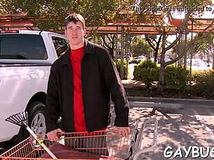 blindfolded guy tricked by hunk into giving blowjob