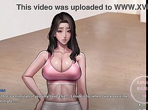 Japanese cartoon porn game with animated hentai and commented gameplay
