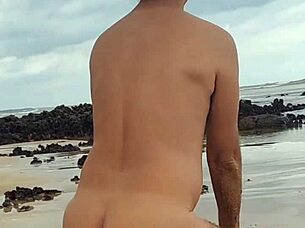 Hot Latina shemale Ladysilva goes wild on the beach