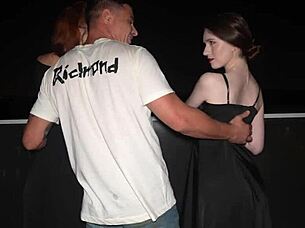 Beautiful female vampires seduce a man for a hot group session